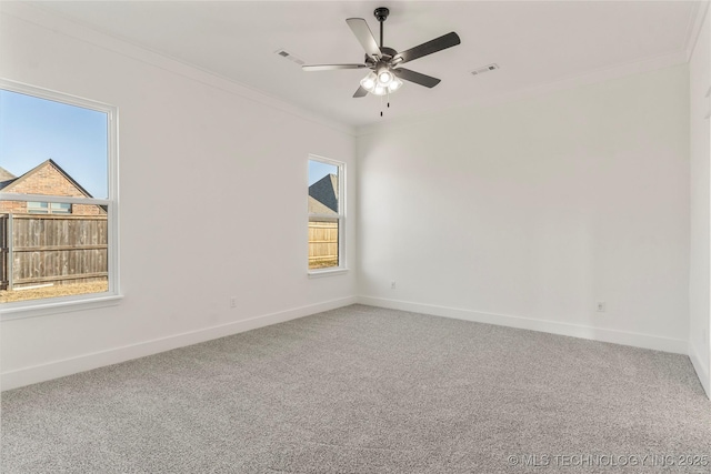 2804 E Northampton St, Broken Arrow, OK 74014 - unfurnished room featuring plenty of natural light, carpet floors, baseboards, and crown molding
