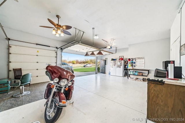 garage with a garage door opener