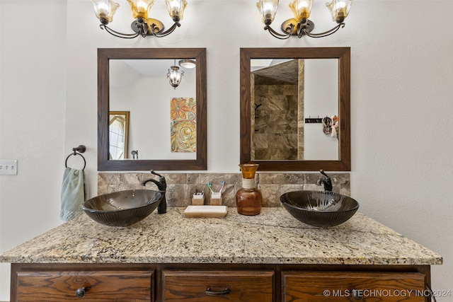 bathroom with vanity and backsplash