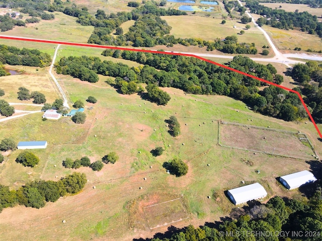 aerial view with a rural view