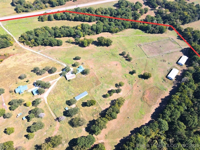 bird's eye view featuring a rural view