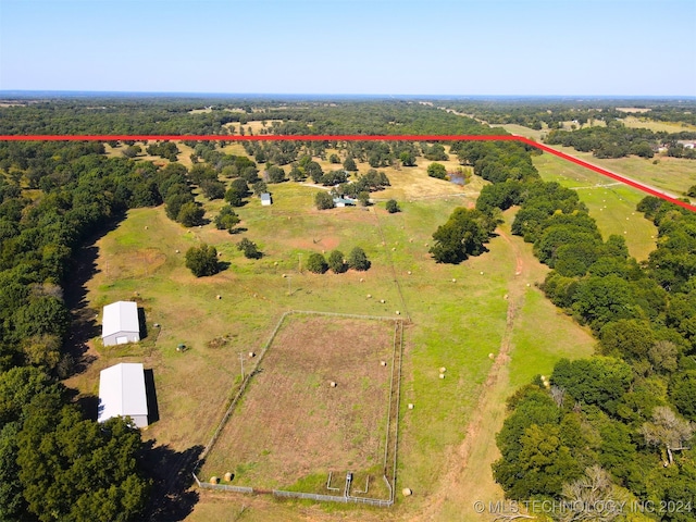 drone / aerial view featuring a rural view