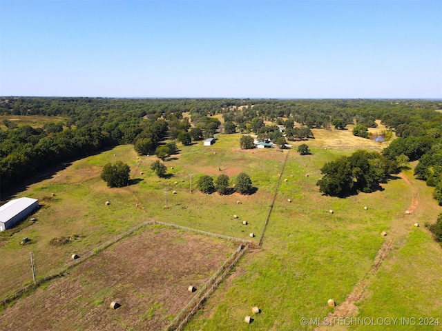 drone / aerial view with a rural view