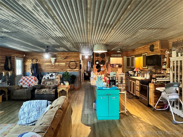 interior space featuring ceiling fan and sink