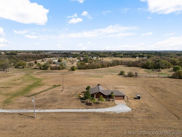 drone / aerial view with a rural view