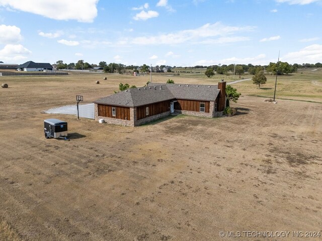 drone / aerial view with a rural view