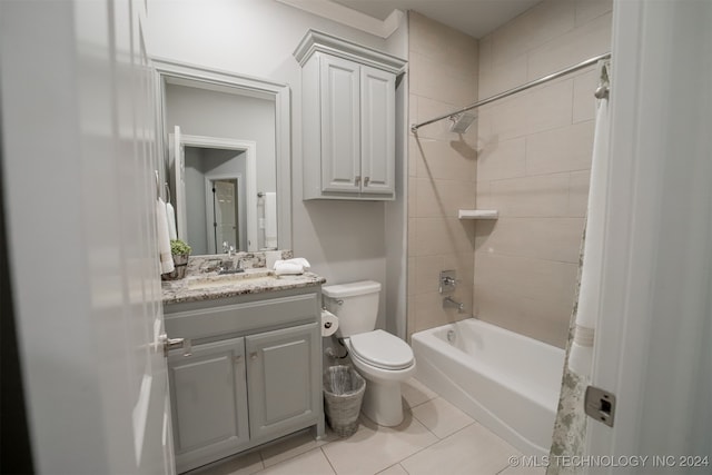 full bathroom with vanity, tile patterned flooring, toilet, and shower / bath combo