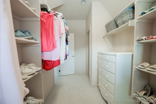 spacious closet with light carpet