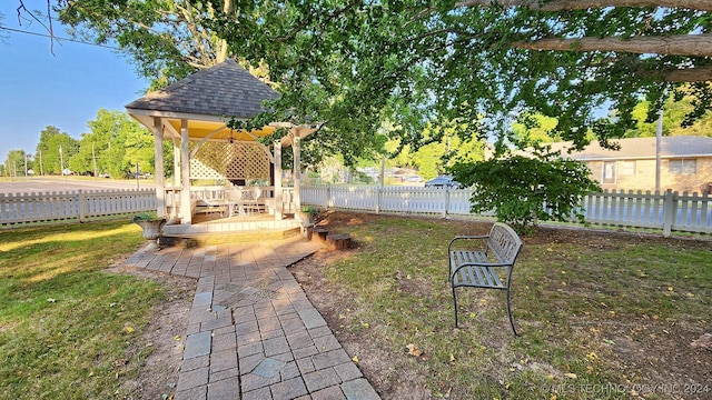 view of yard with a gazebo