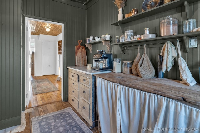 kitchen with light hardwood / wood-style flooring