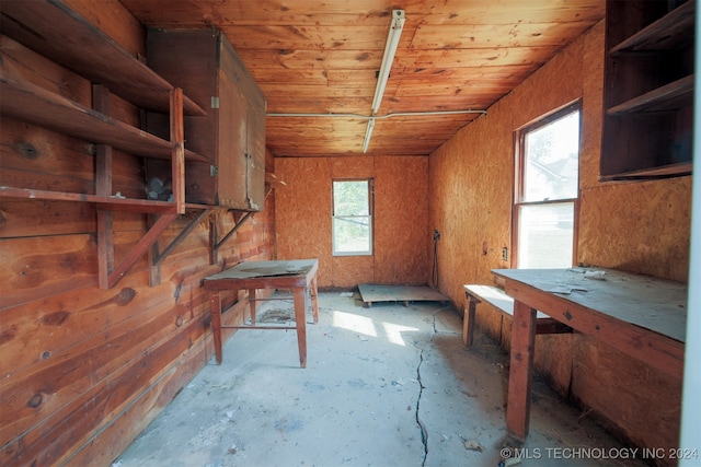 interior space featuring wooden ceiling