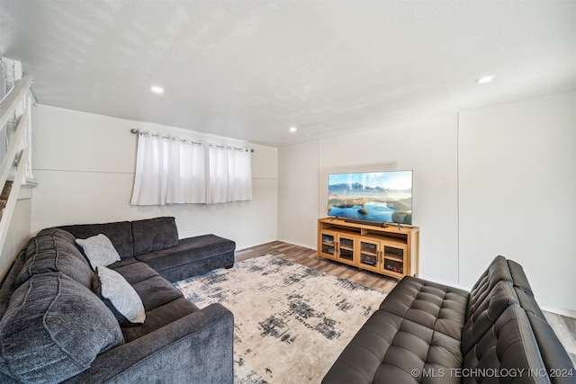 living room with wood-type flooring