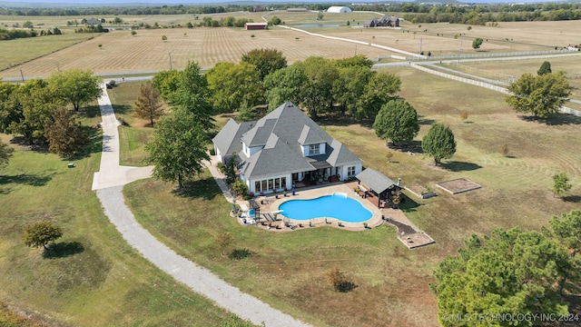 drone / aerial view with a rural view