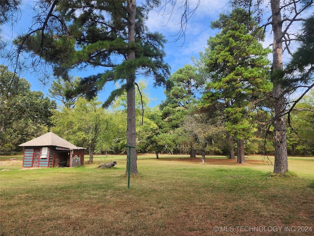 view of yard featuring an outbuilding