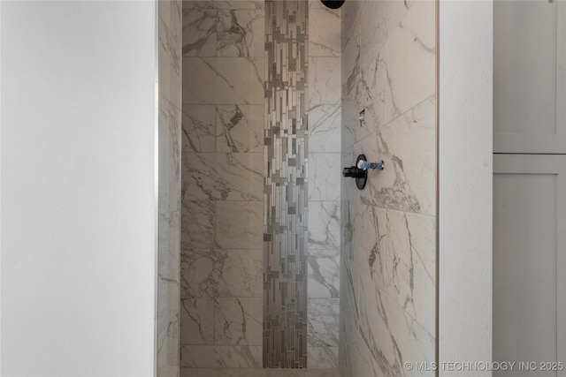 interior details featuring tiled shower