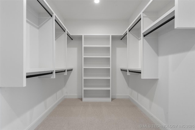 spacious closet with light colored carpet