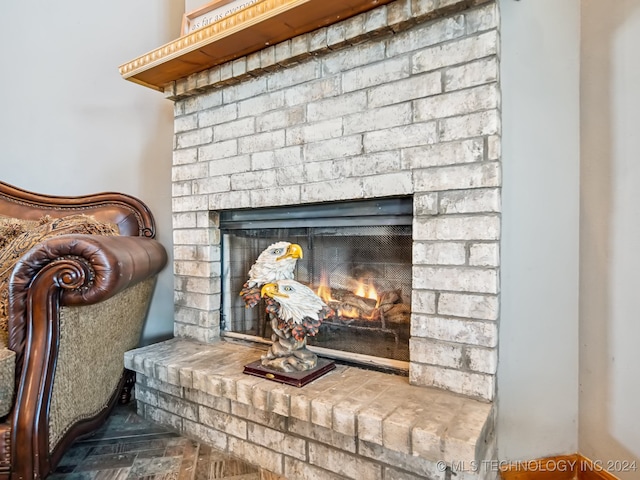 interior details with a fireplace