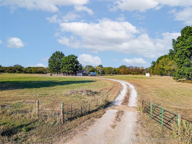 view of road with a rural view