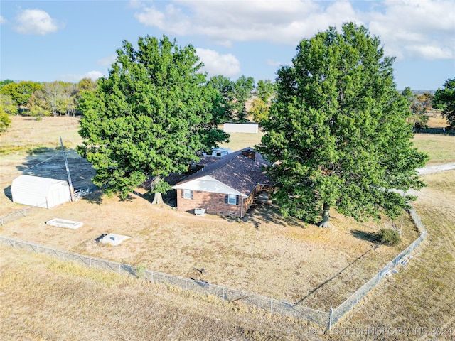 drone / aerial view with a rural view