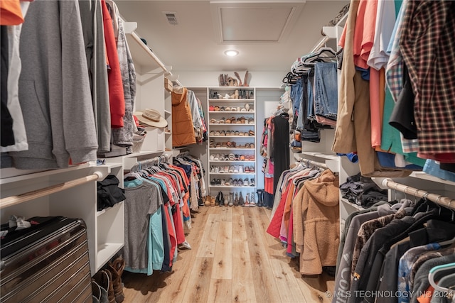 spacious closet with light wood-type flooring