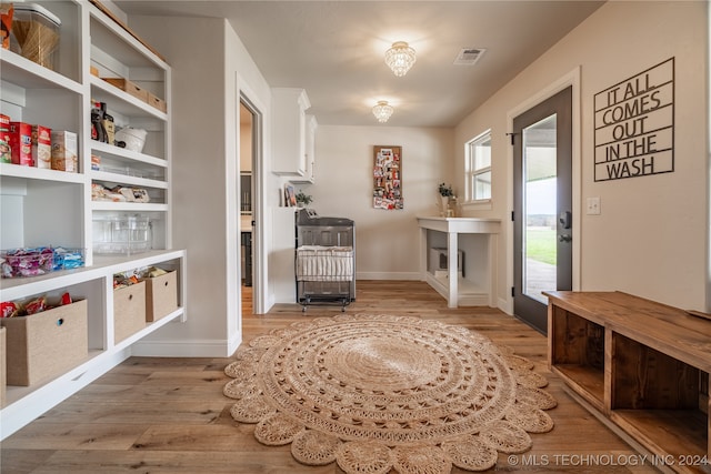 interior space with light hardwood / wood-style floors