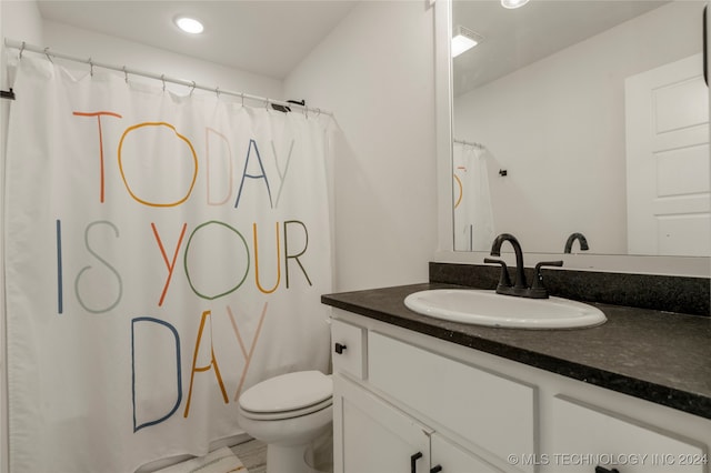 bathroom with toilet and vanity