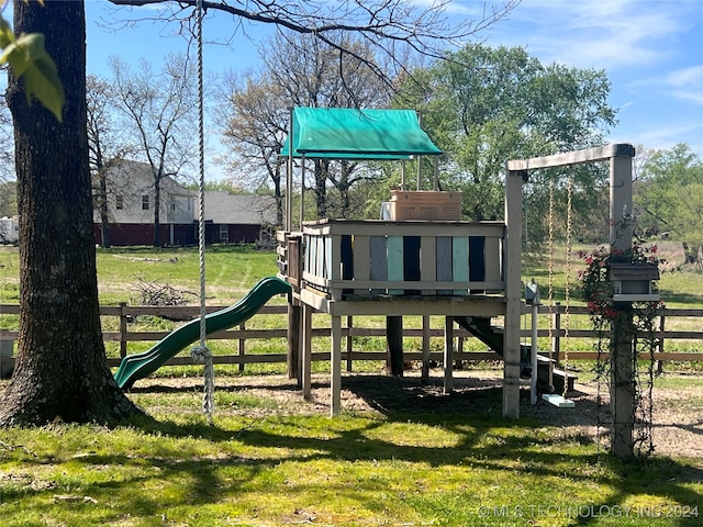 view of play area featuring a yard