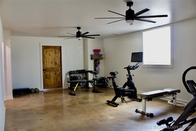 workout area with concrete flooring