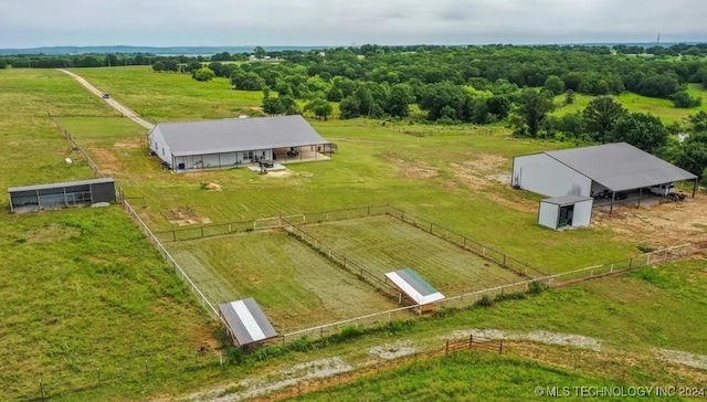 drone / aerial view with a rural view