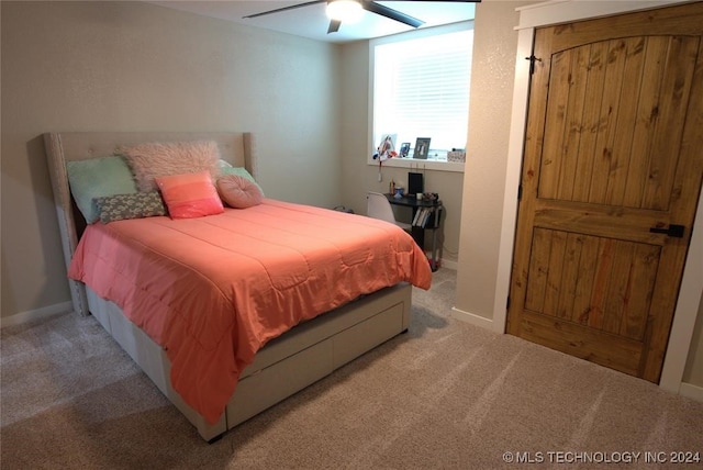 bedroom with carpet and ceiling fan