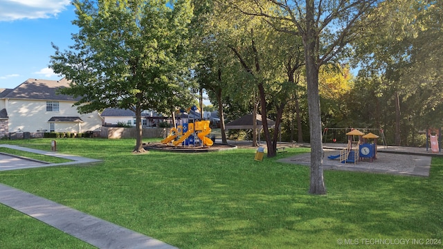 view of yard featuring a playground