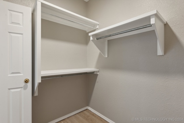 walk in closet featuring wood-type flooring