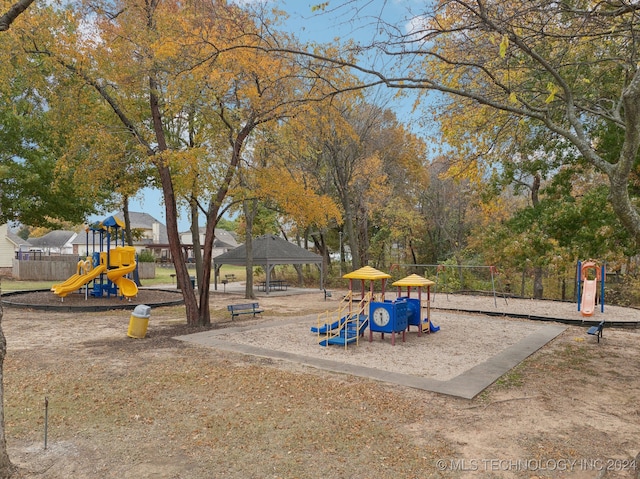 view of jungle gym with a gazebo