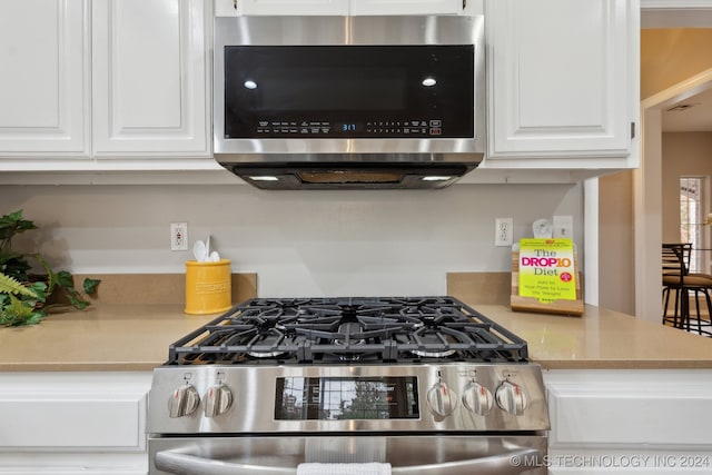 kitchen with white cabinetry and stainless steel appliances