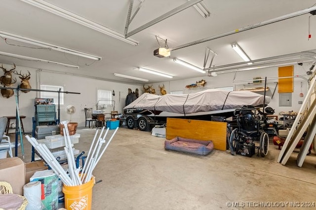 garage with a garage door opener