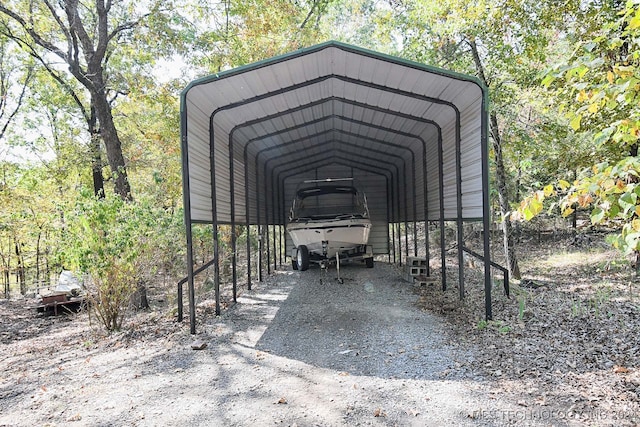 view of parking with a carport