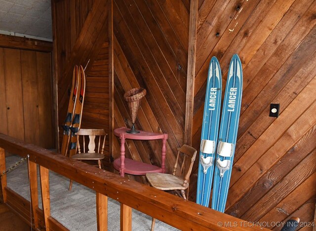 room details featuring wooden walls