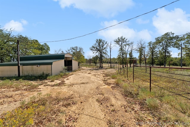 view of road with a rural view