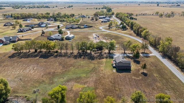 aerial view featuring a rural view