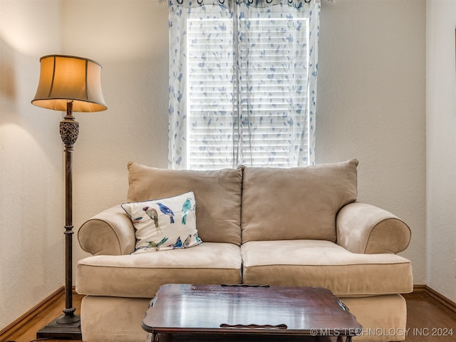 living room featuring plenty of natural light and hardwood / wood-style floors