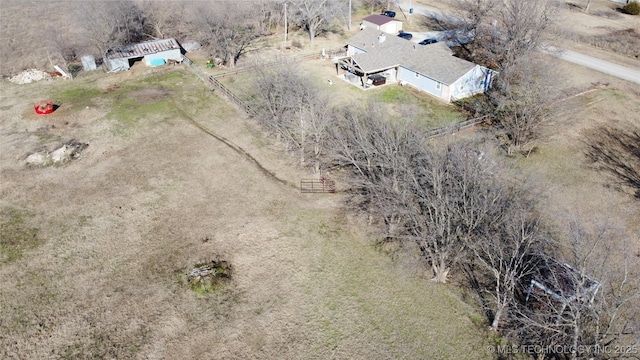 aerial view featuring a rural view