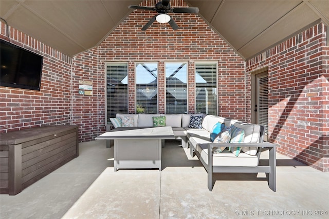 view of patio / terrace with an outdoor living space and ceiling fan