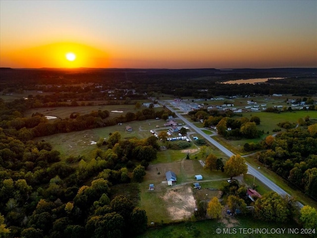 view of aerial view at dusk