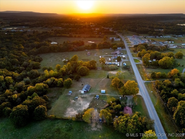 view of aerial view at dusk