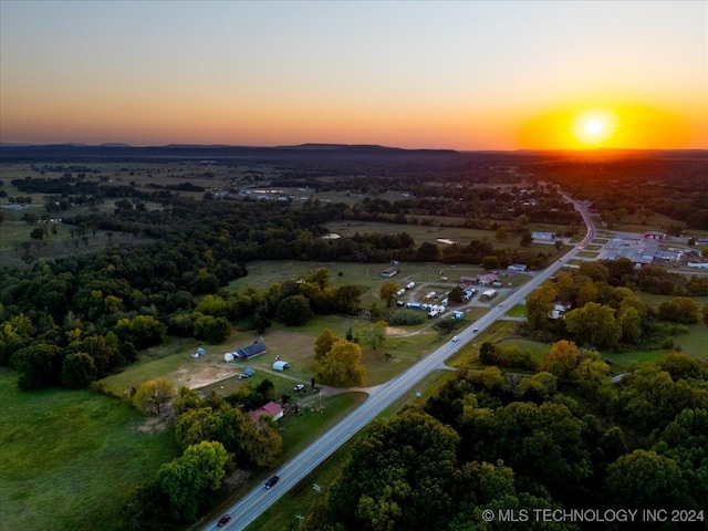 view of aerial view at dusk