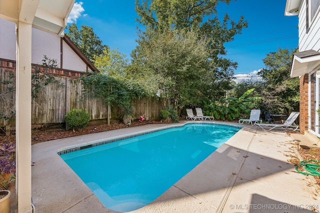 view of swimming pool featuring a patio