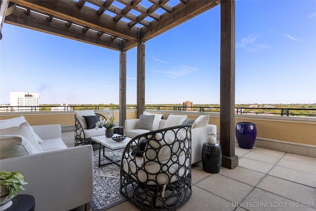 view of patio / terrace featuring an outdoor living space and a pergola