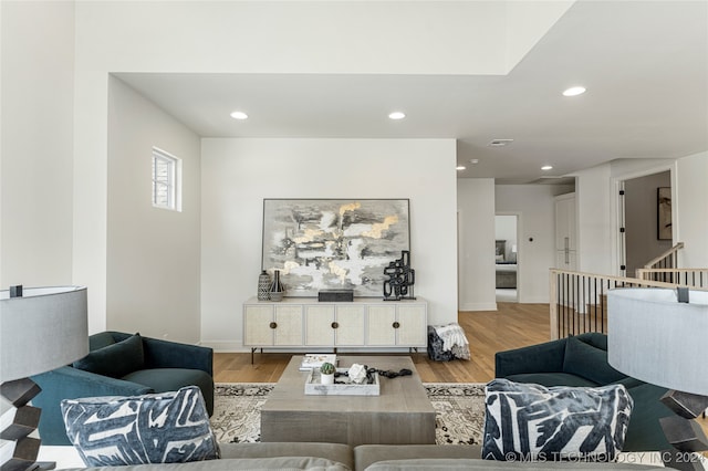 living room featuring light hardwood / wood-style floors