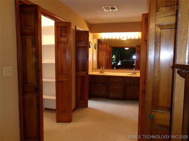 bathroom featuring vanity and a textured ceiling