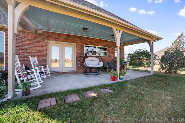 view of patio / terrace featuring french doors